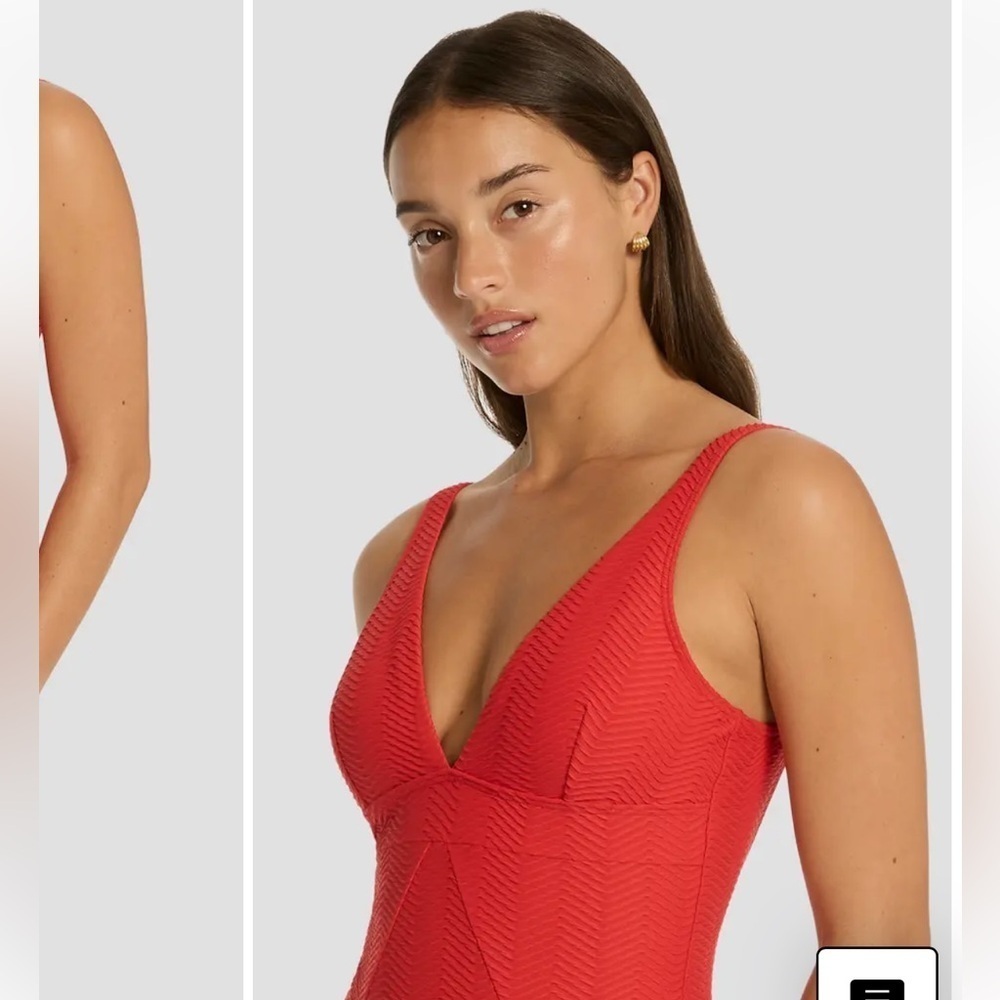 Sea level Caracas textured one piece swimsuit spice red size 4 - Picture 4 of 12
